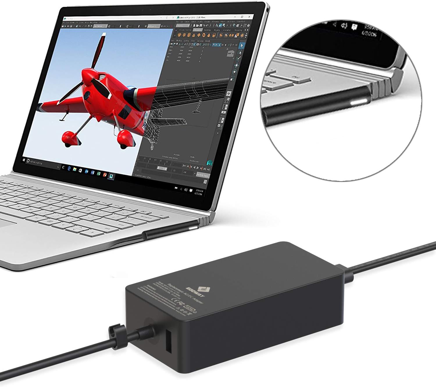 102W 15V 6.33A Power Adapter Charger with Additional USB Port and 6ft Power Cord Pack of 2 T826029