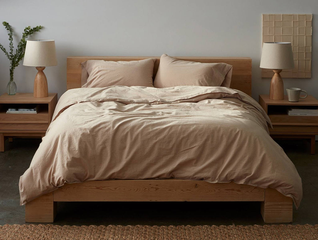 Organic Crinkled Percale Duvet Cover King Pewter E980