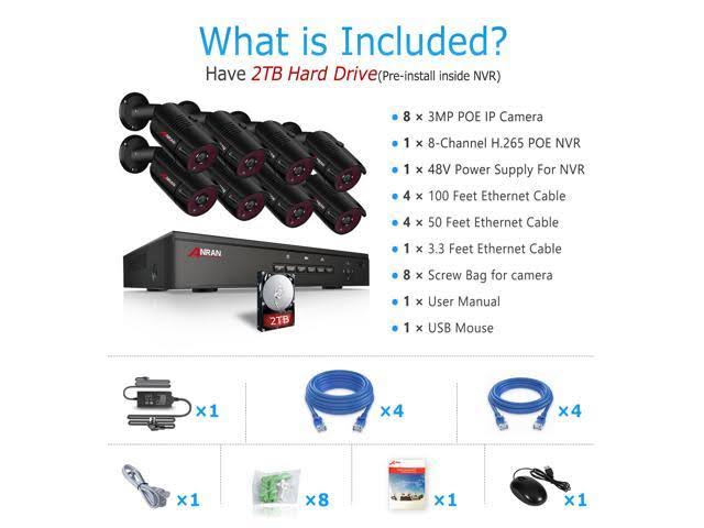 Wireless Outdoor 8 Channel NVR 4pcs 1TB HDD Security Camera System O835