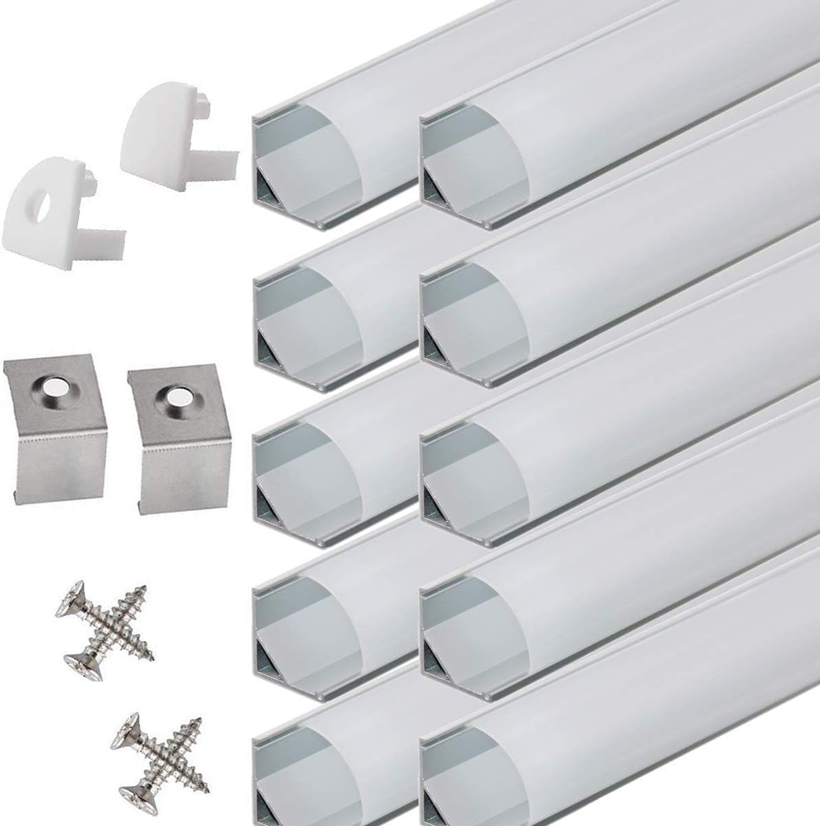 10-Pack 6.6FT LED Aluminum Channel V-Shape with End Caps and Mounting Clips I4418
