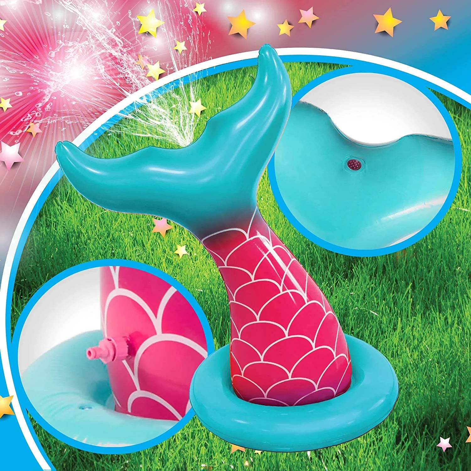 Pink Kids Inflatable Sprinkler Mermaid Sprayer E463429