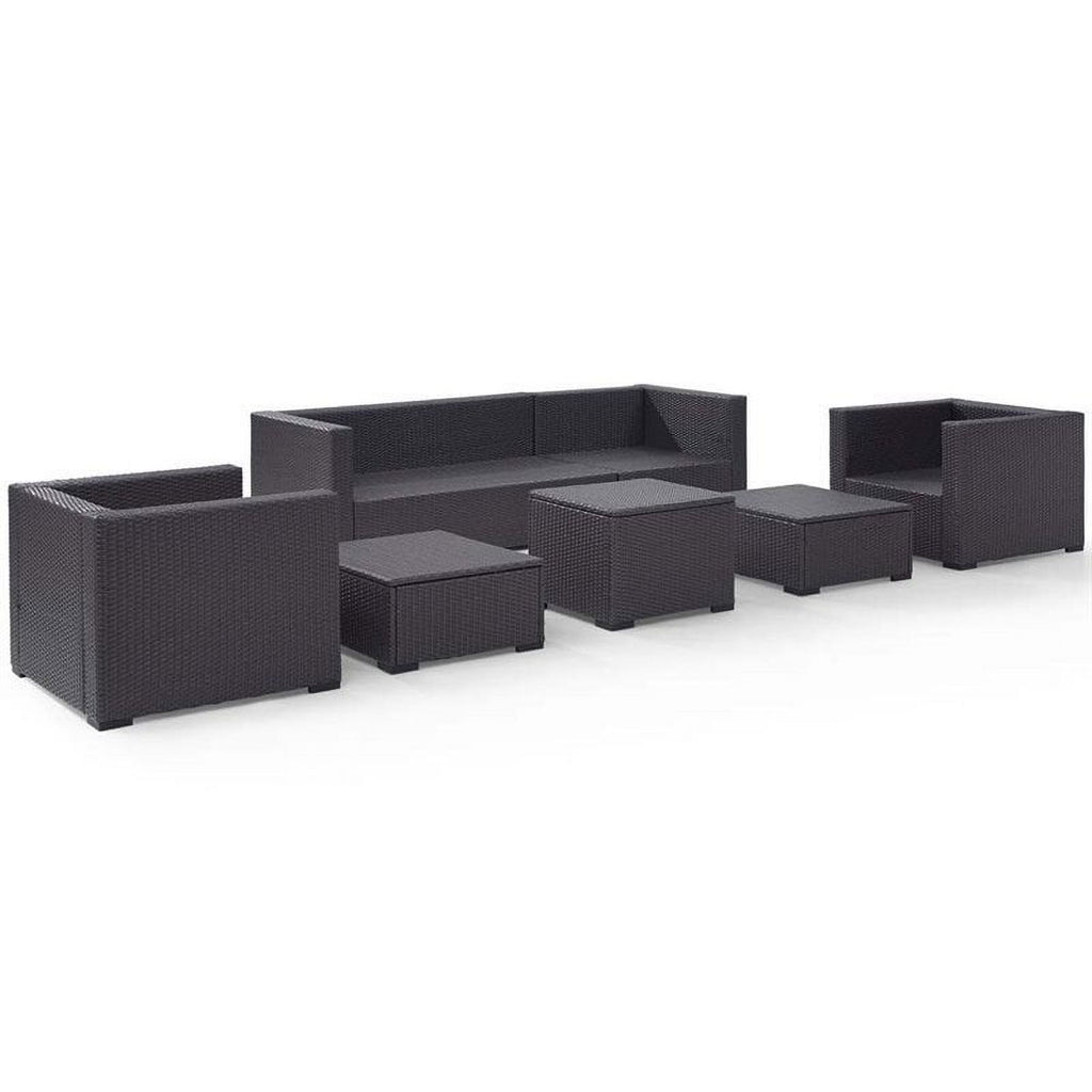 7 Piece Wicker Patio Sofa Set in Brown and Mist A7741