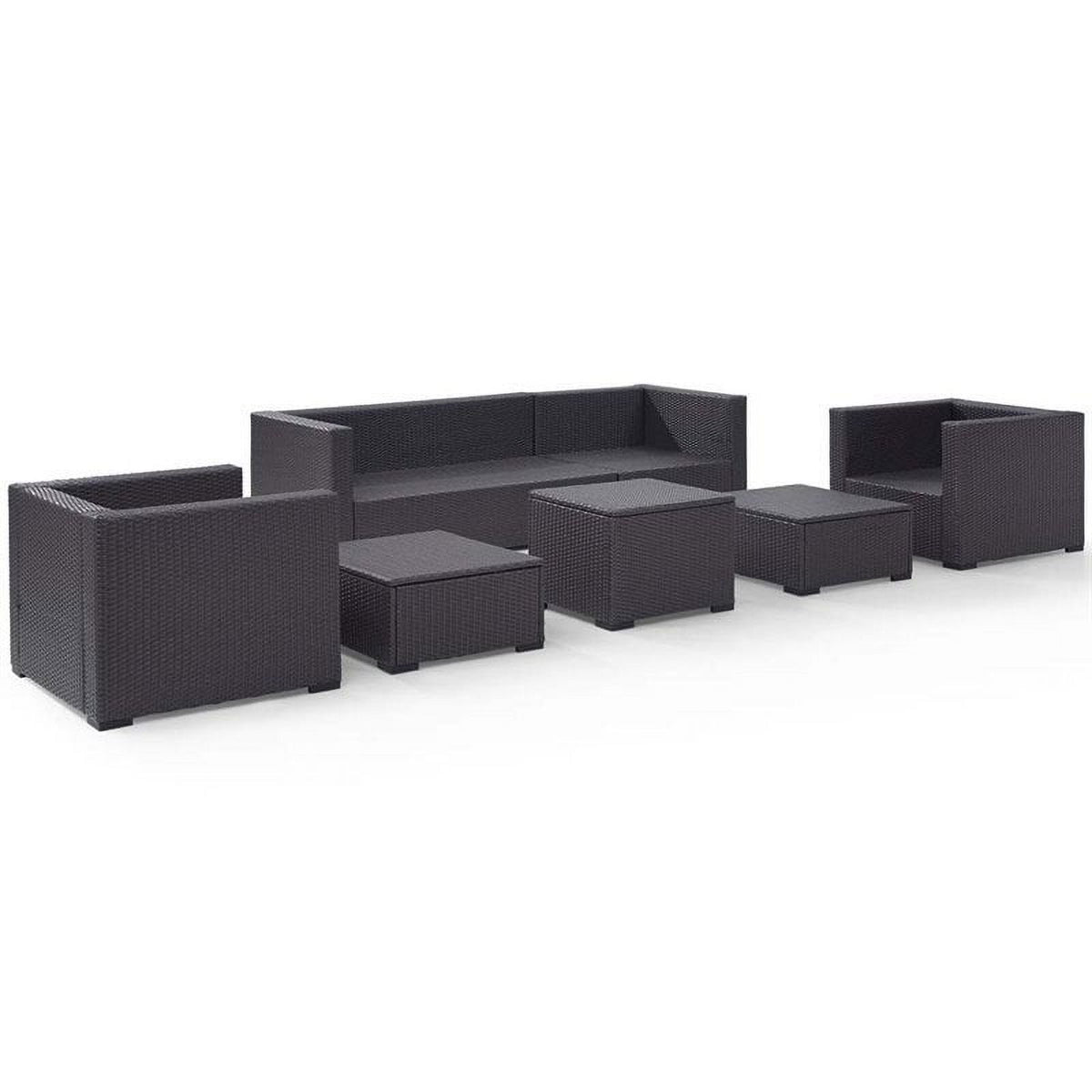 7 Piece Wicker Patio Sofa Set in Brown and Mist A7741