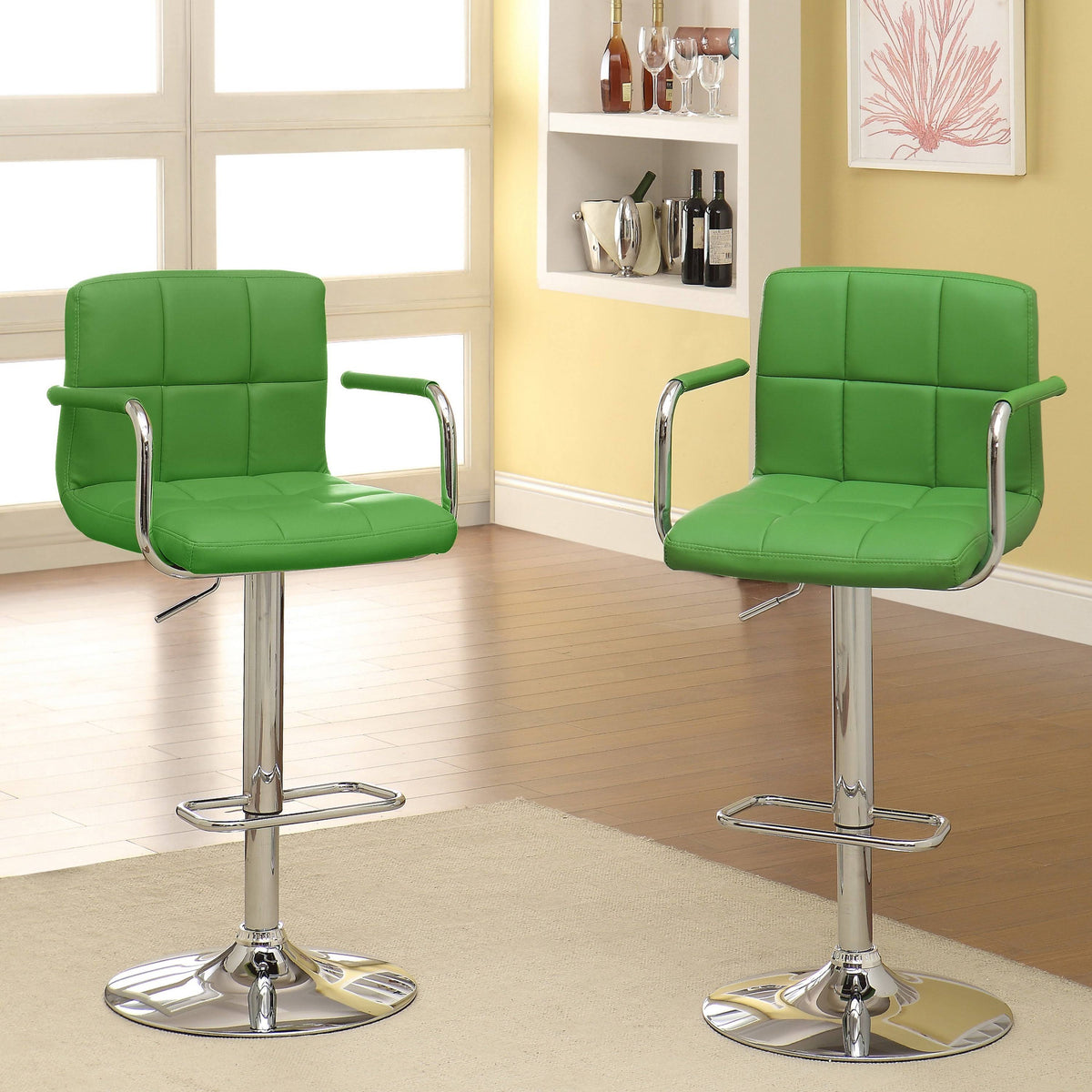 Green Adjustable Swivel Barstool Set of 2 F883303