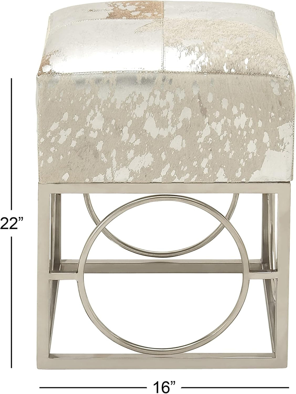Silver Leather Stool D11997