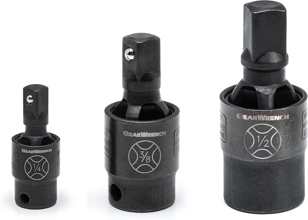 3 Pc. 1/4", 3/8" & 1/2" Drive Pinless Impact Universal Joint Set S975