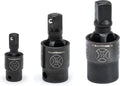 3 Pc. 1/4", 3/8" & 1/2" Drive Pinless Impact Universal Joint Set S975