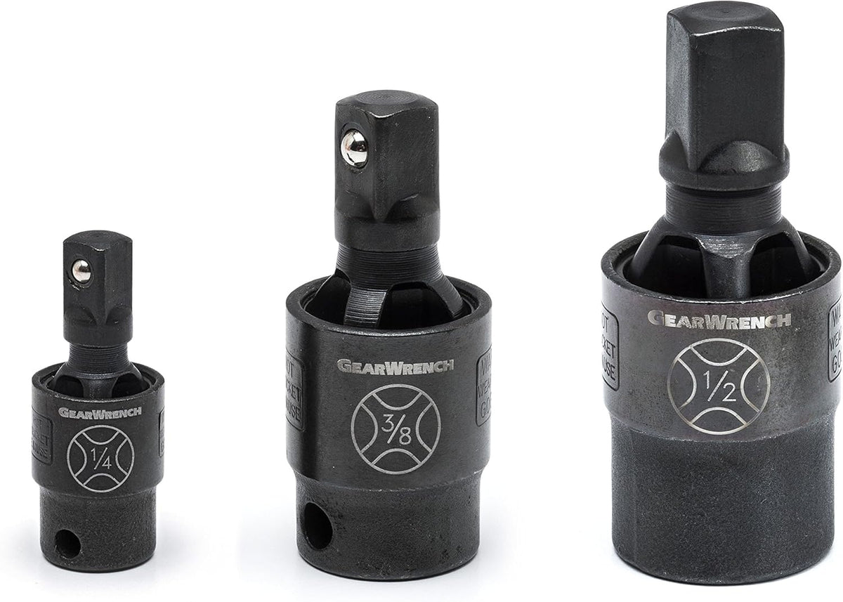 3 Pc. 1/4", 3/8" & 1/2" Drive Pinless Impact Universal Joint Set S975