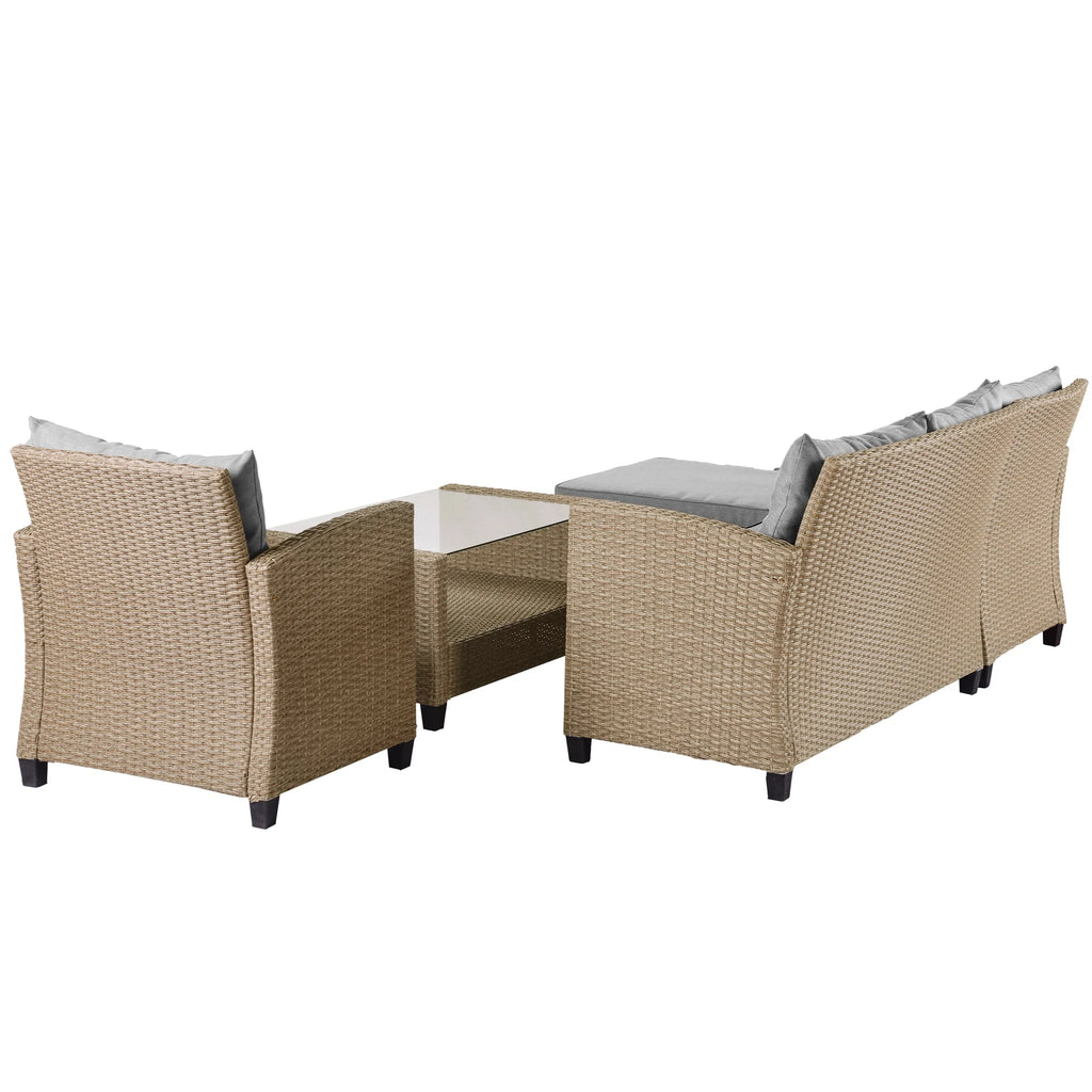 Gray Wicker Sectional Sofa with Seat Cushions P538
