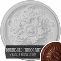 14 1/2x22OD x 2 3/4x22P Ceiling Medallion Hand-Painted Burnished Mahogany Crackle P11467