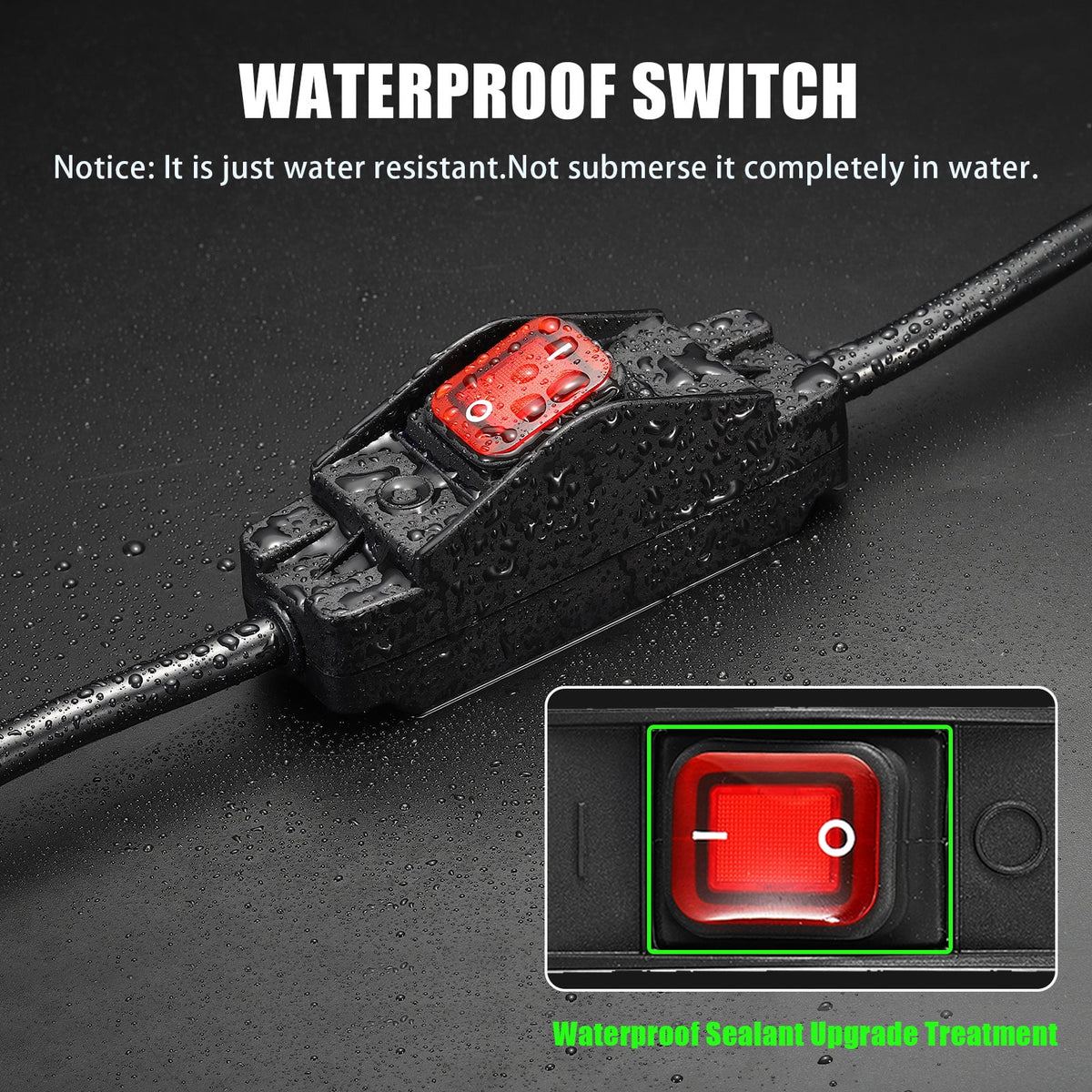 6.6Ft Outdoor Extension Cord with Waterproof Switch 1875W 14AWG 3 Prong G77977