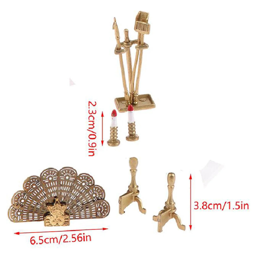 Miniature Metal Fireplace Dollhouse Decoration Y14764