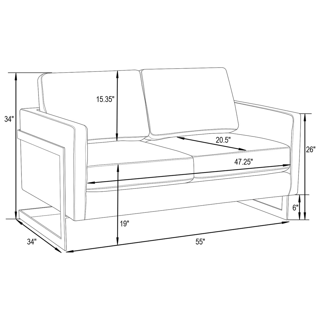 Black Leather Upholstered Loveseat A3363