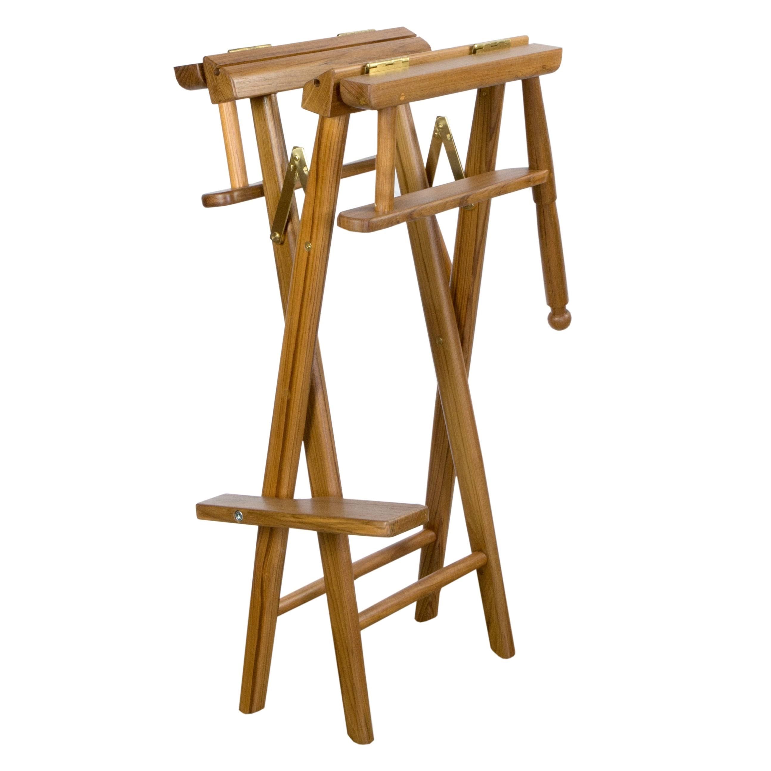 Teak Captain's Chair with Blue Seat Covers L832142