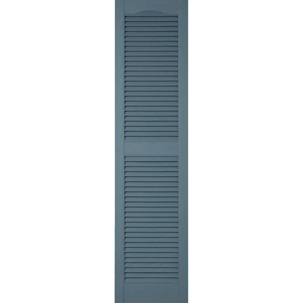 14-1/2 in. x 64 in. Vinyl Open Louvered Shutters Pair Wedgewood Blue N701