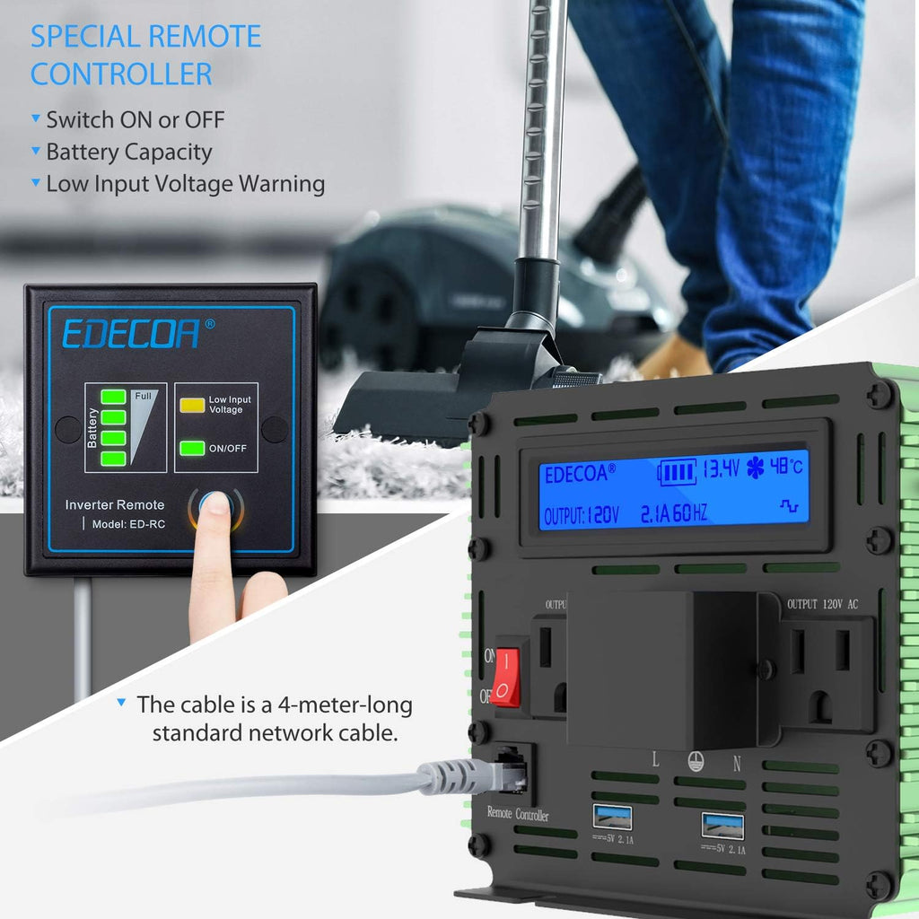 3000 Watt Power Inverter DC 12V to AC 110V 120V with LCD Display and Remote Controller G888739