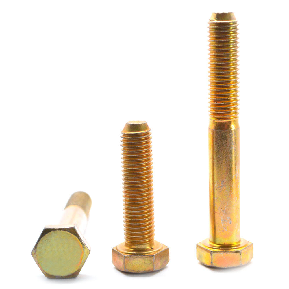 Fine Thread Grade 5 Hex Cap Screw Medium Carbon Steel Yellow Zinc Plated I233
