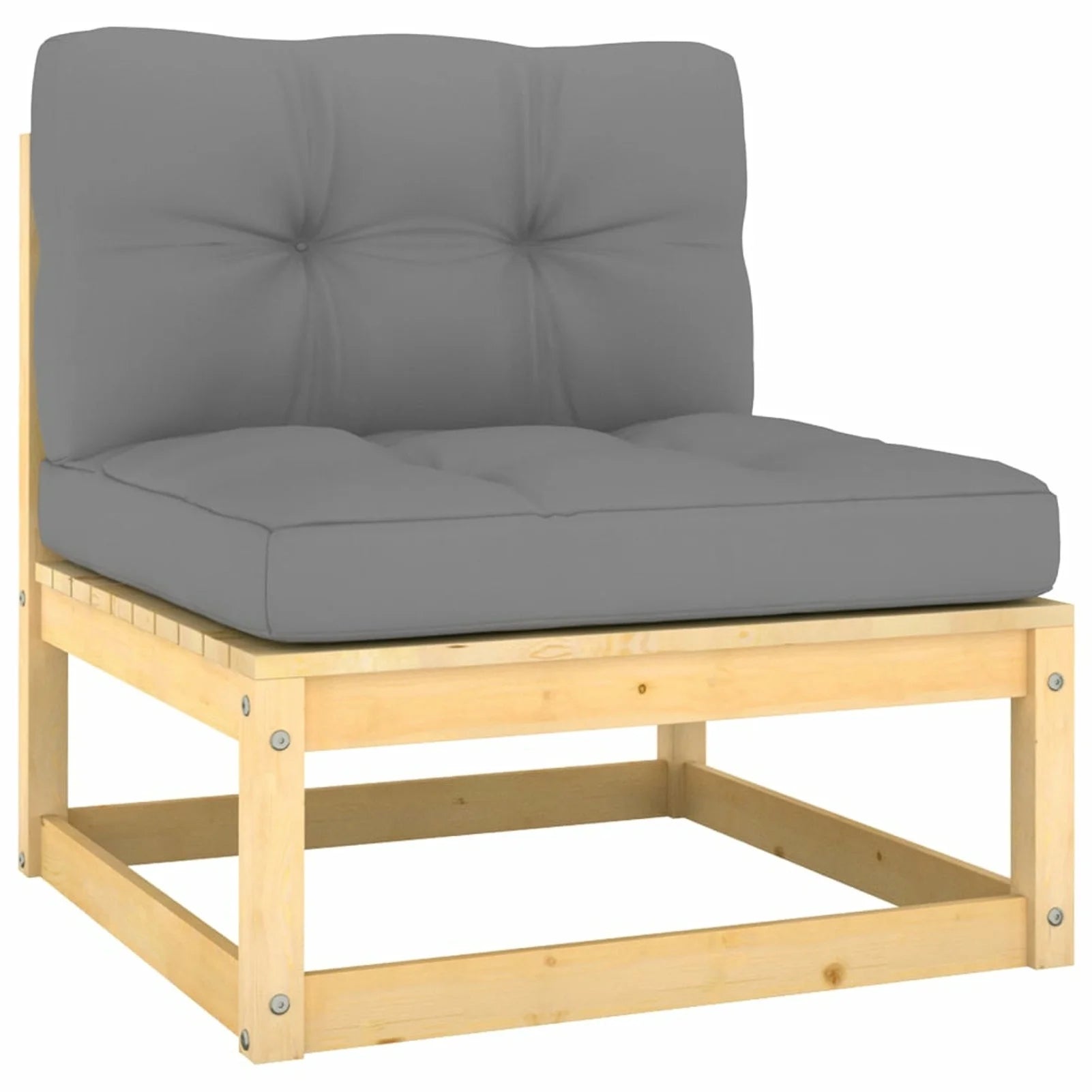 13 Piece Gray Cushioned Pinewood Sectional Outdoor Furniture Set H1667