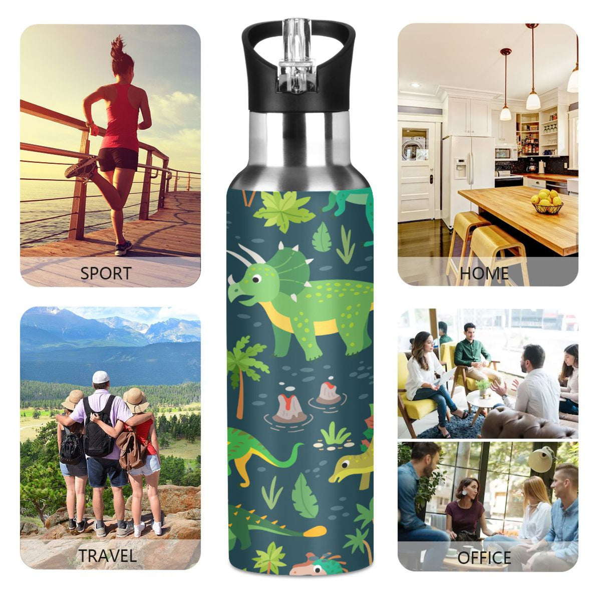 Stainless Steel Insulated Thermos Vacuum Flask Water Bottle with Straw Lid E904
