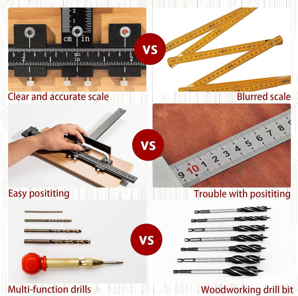 Aluminum Alloy Cabinet Handle Template Tool with Automatic Center Punch and 4 Drill Bits, Pack of 2 O2475