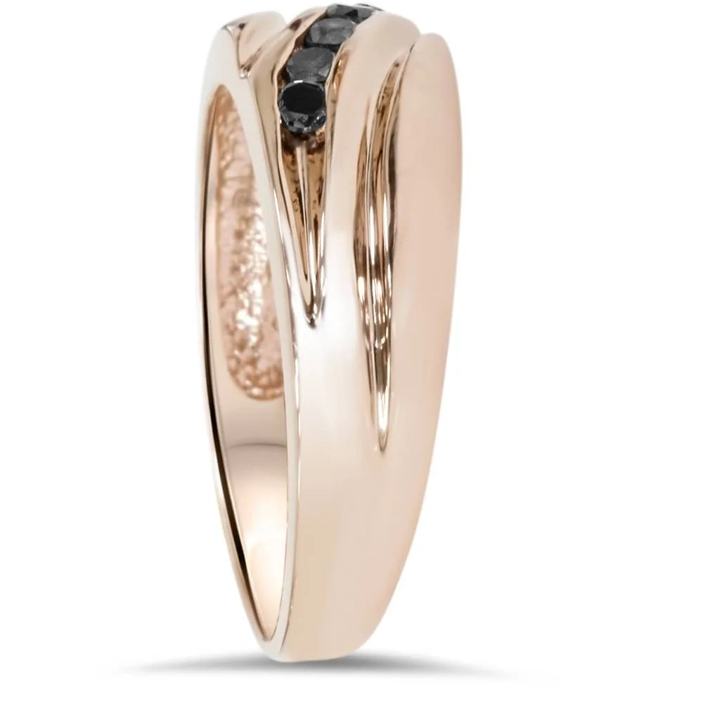 14K Rose Gold Black Diamond Wedding Ring C549