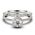 2.00 Carat Round Cut Moissanite Engagement Ring in 10k Solid White Gold E143