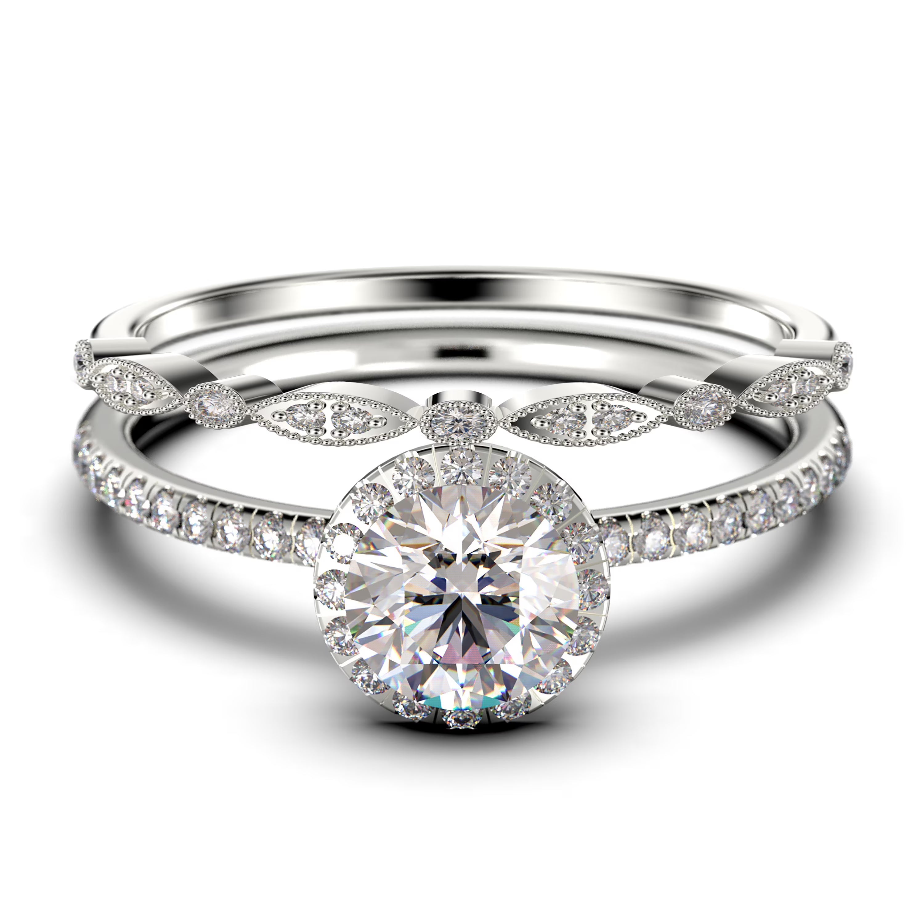 2.00 Carat Round Cut Moissanite Engagement Ring in 10k Solid White Gold E143