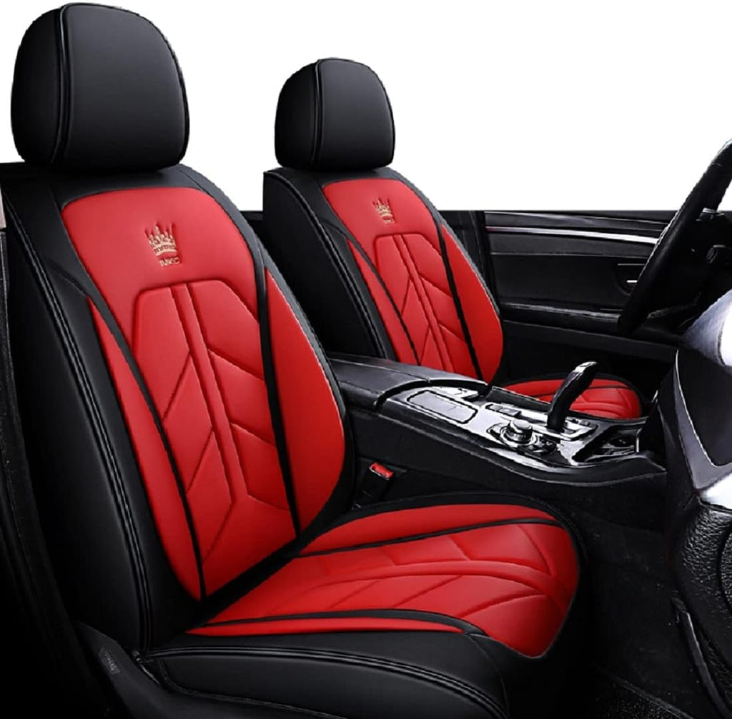 Black-Red Leatherette Car Seat Covers Full Set U90747