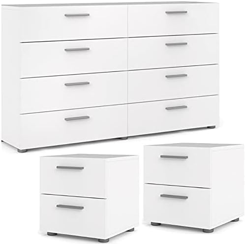 White 8 Drawer Double Dresser and Nightstand L371104
