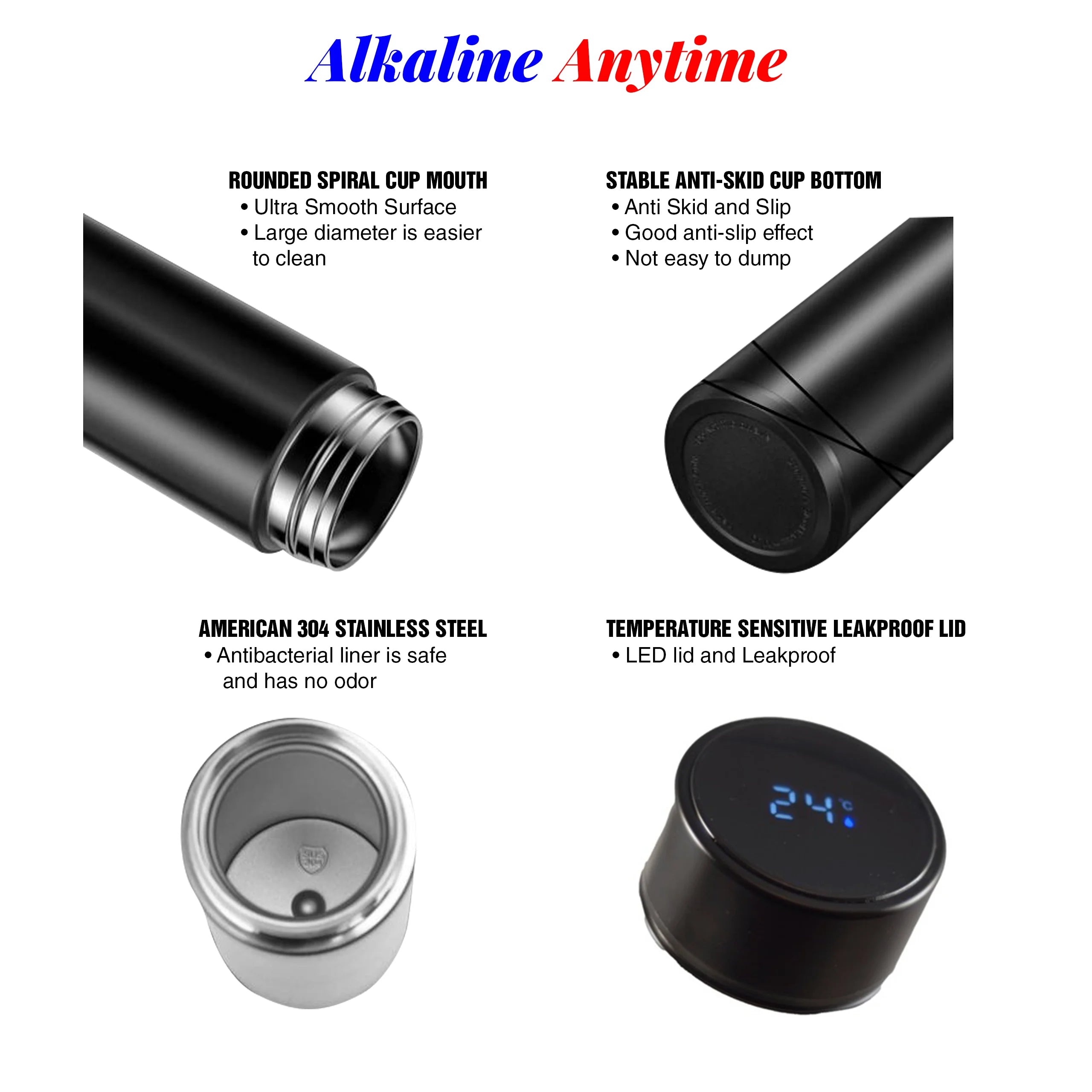 Stainless Steel Water Bottle Flask with 2 Lids Z766