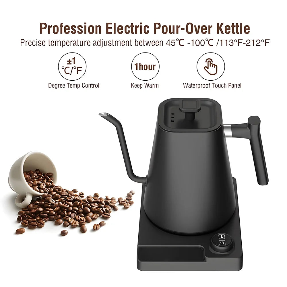 1.0L Stainless Steel Gooseneck Kettle with Temperature Control N211