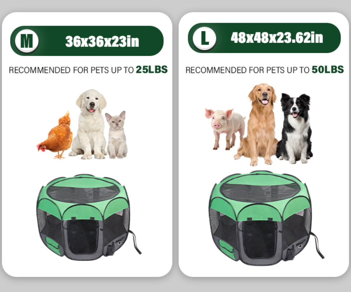Medium Size Portable Foldable Pet Playpen with Zipper Top Cover Door I1115