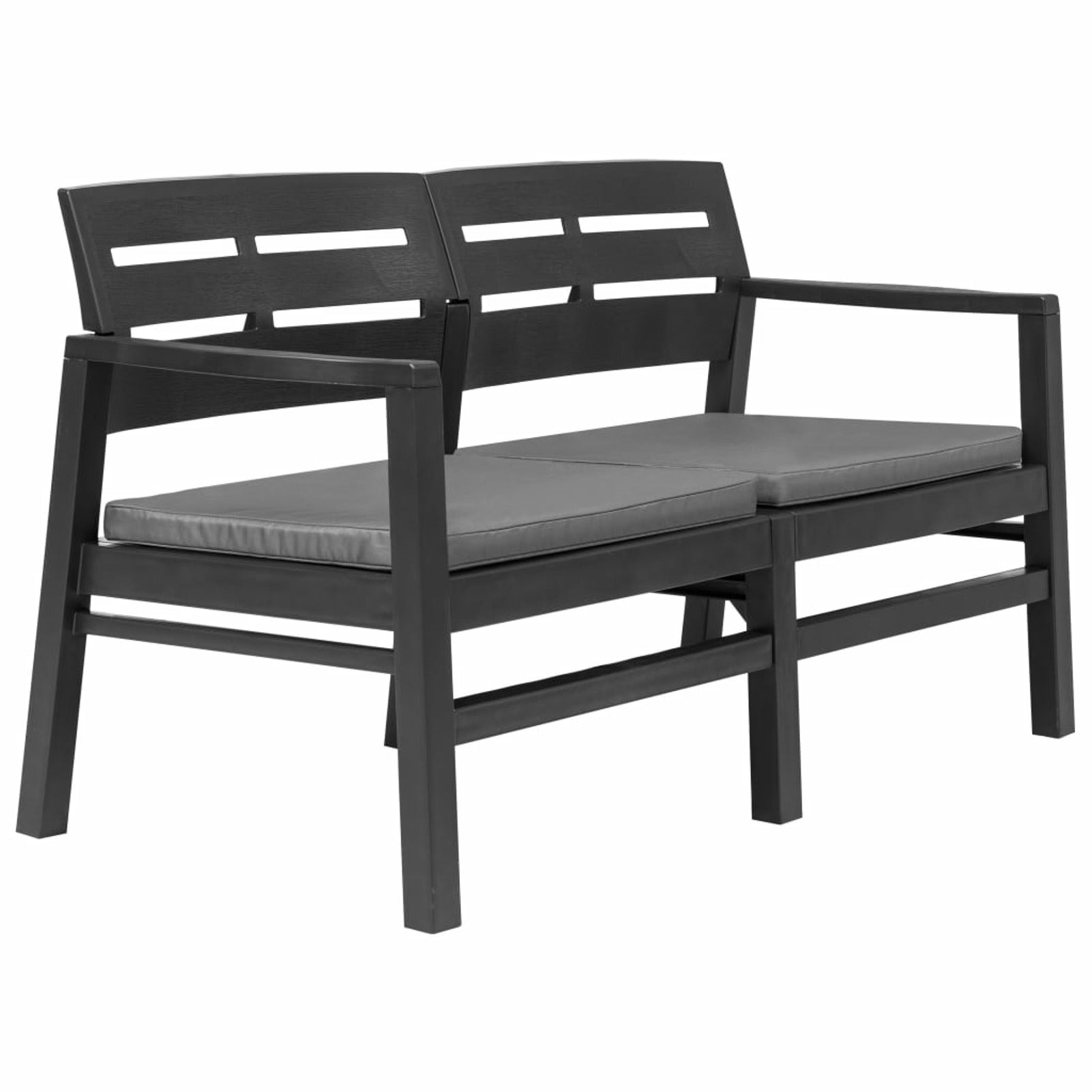 4 Piece Patio Lounge Set with Cushions, 2 Armchairs and Coffee Table Plastic Outdoor Sectional Sofa Set W77369