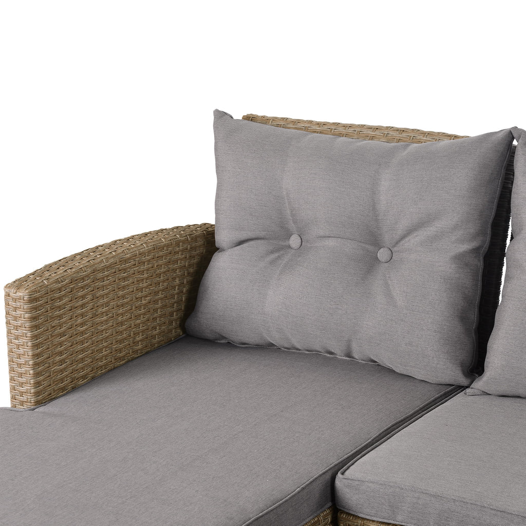 Gray Wicker Sectional Sofa with Seat Cushions P538