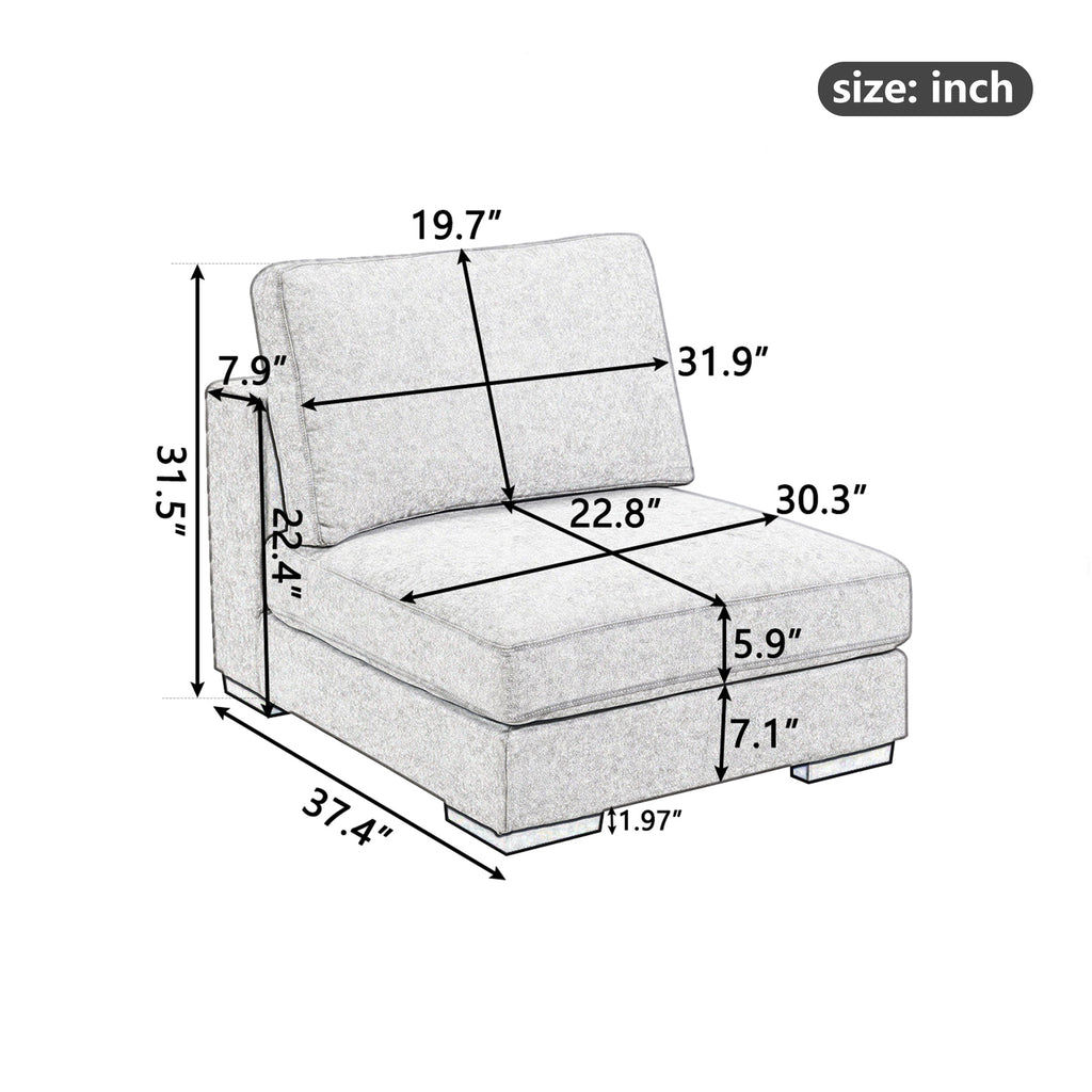 Gray Modular Armless Sofa R6727