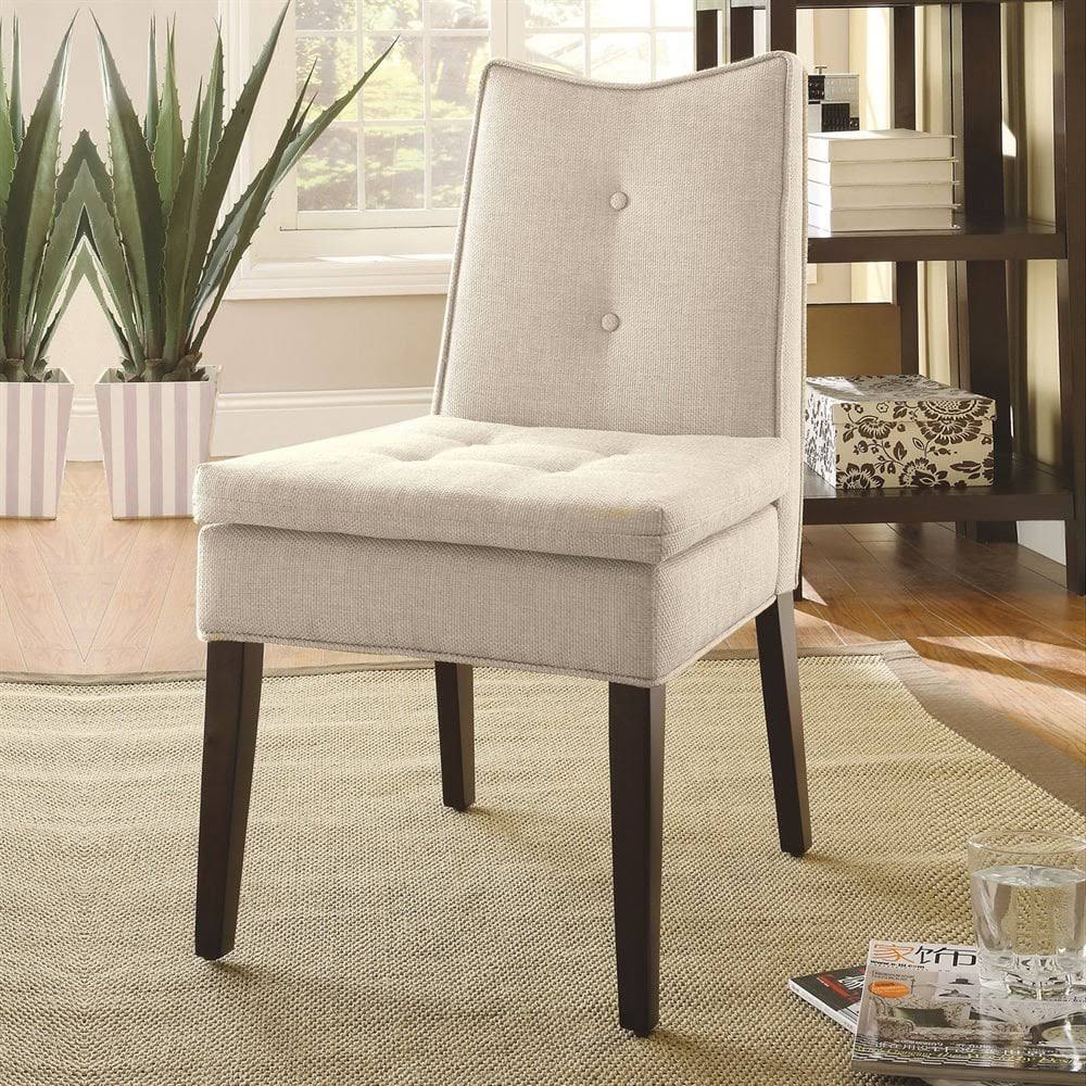 Beige Linen Fabric Accent Chair, Set of 2 T232