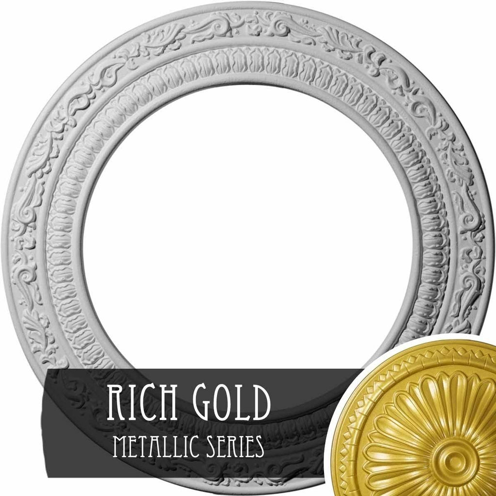 12x22OD x 8x22ID x 1/2x22P Hand-Painted Rich Gold Ceiling Medallion G635957