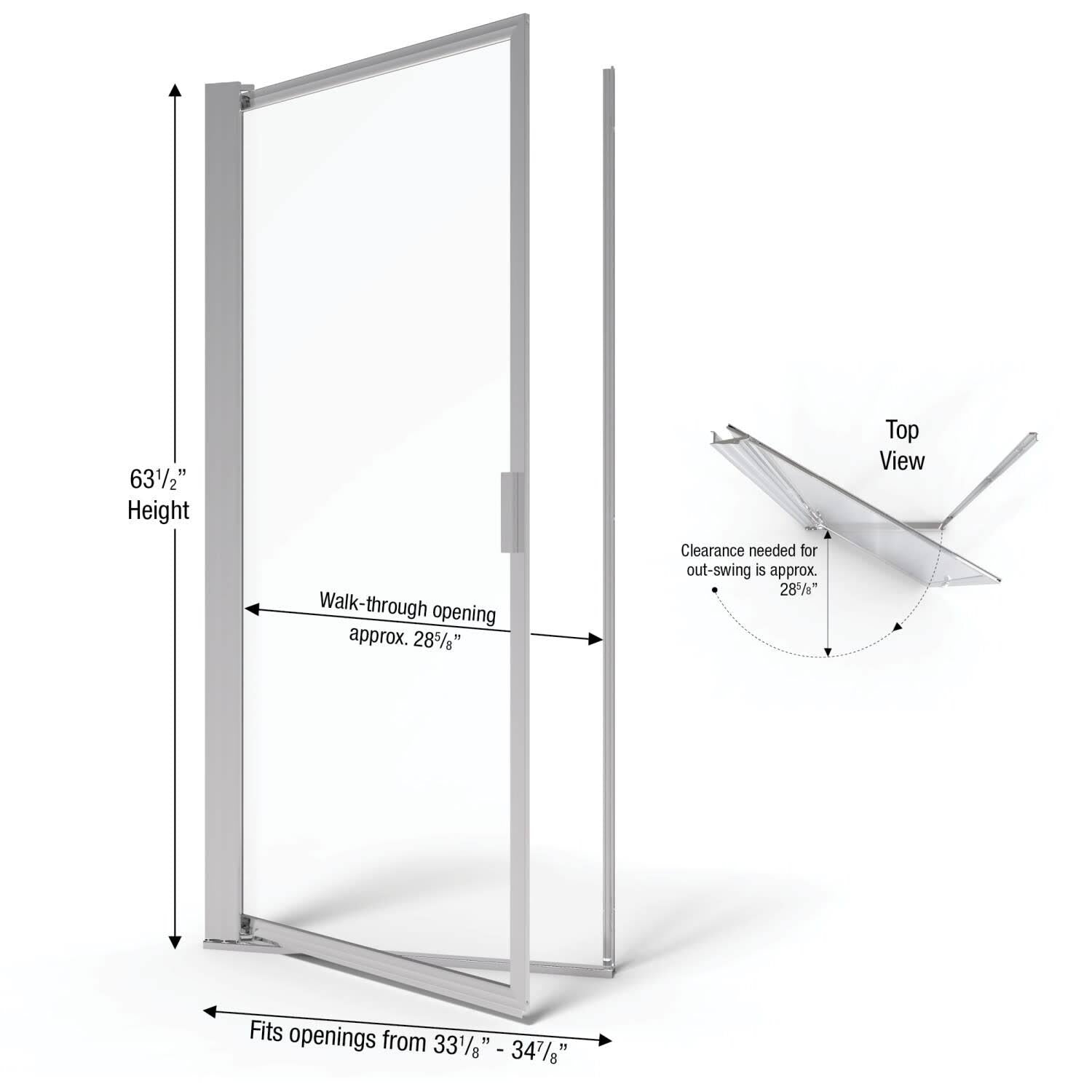 Pivot Framed Shower Door with Silver C474