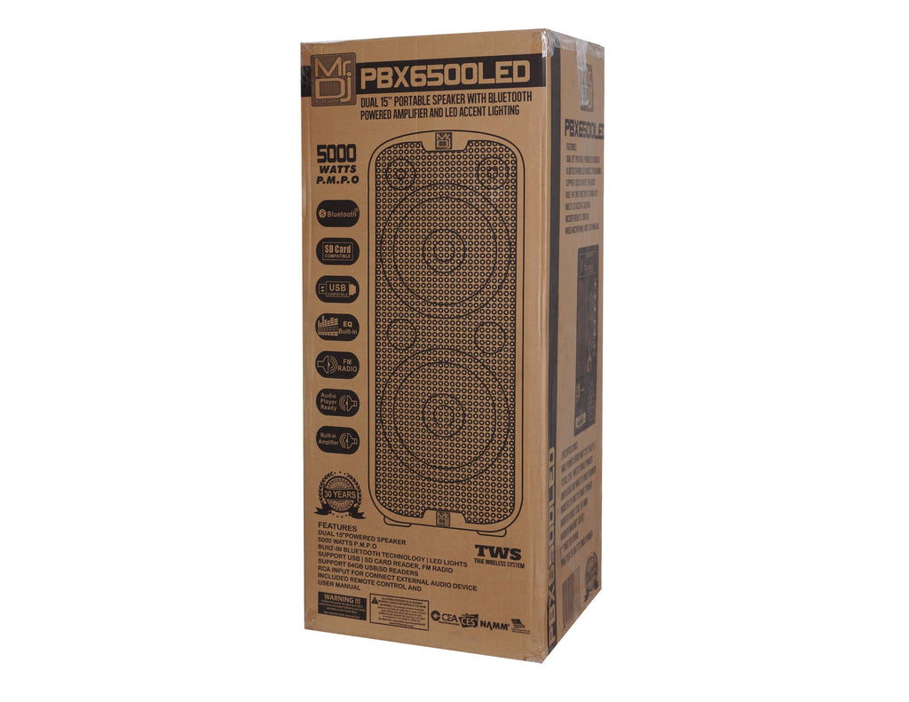 Dual 15” 3-Way Full-Range Powered and Passive DJ PA Bluetooth Loudspeaker C69433