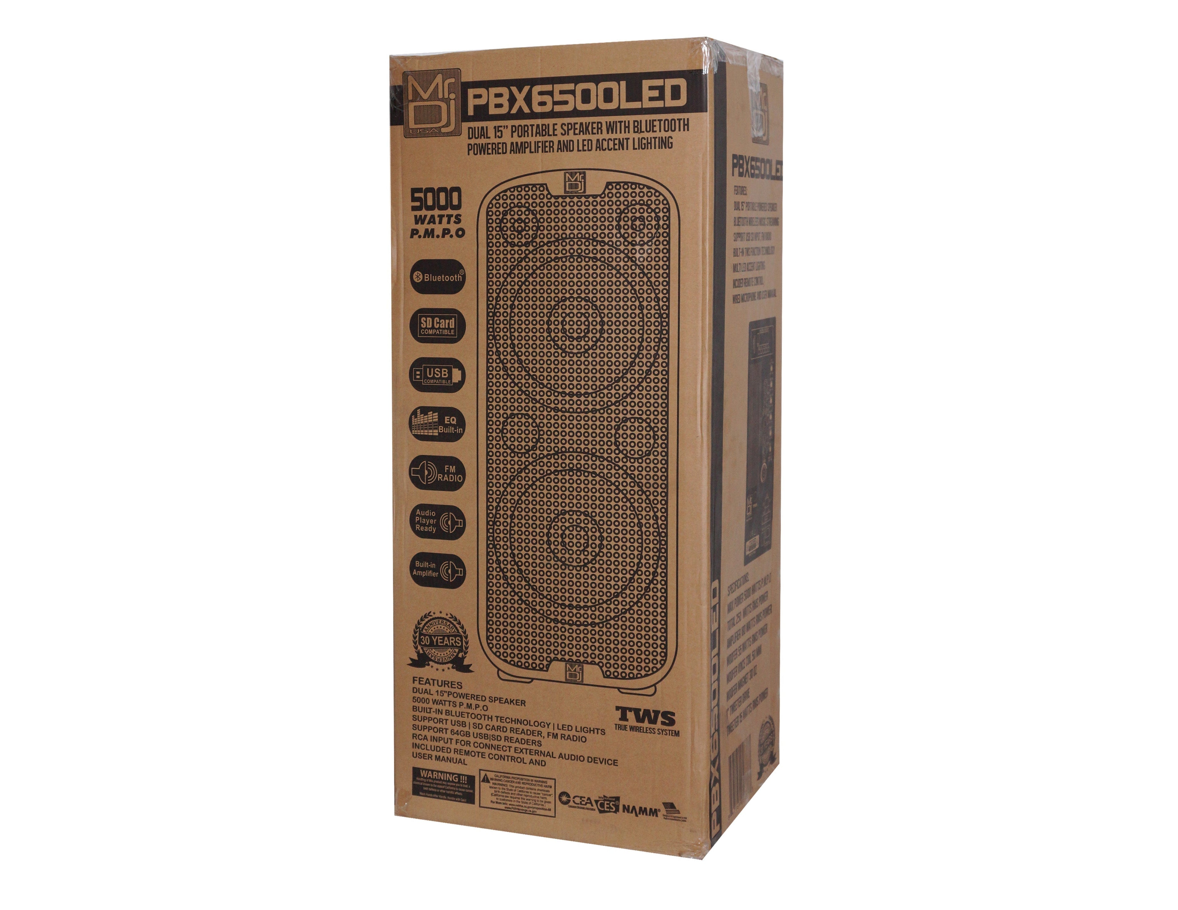 Dual 15” 3-Way Full-Range Powered and Passive DJ PA Bluetooth Loudspeaker C69433