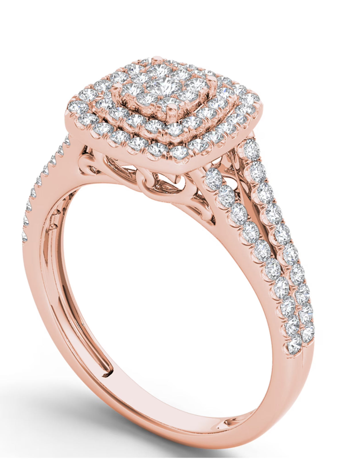 10K Rose Gold Diamond Double Halo Engagement Ring F5384