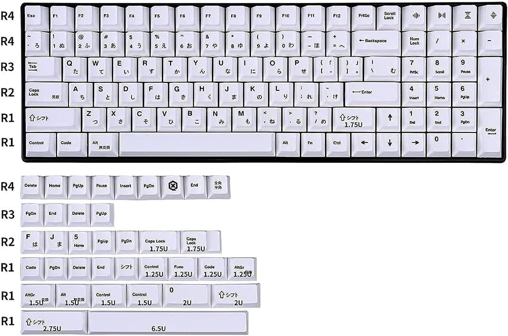 White 134 Keys Cherry Profile Dye-Sub PBT Keycap P348