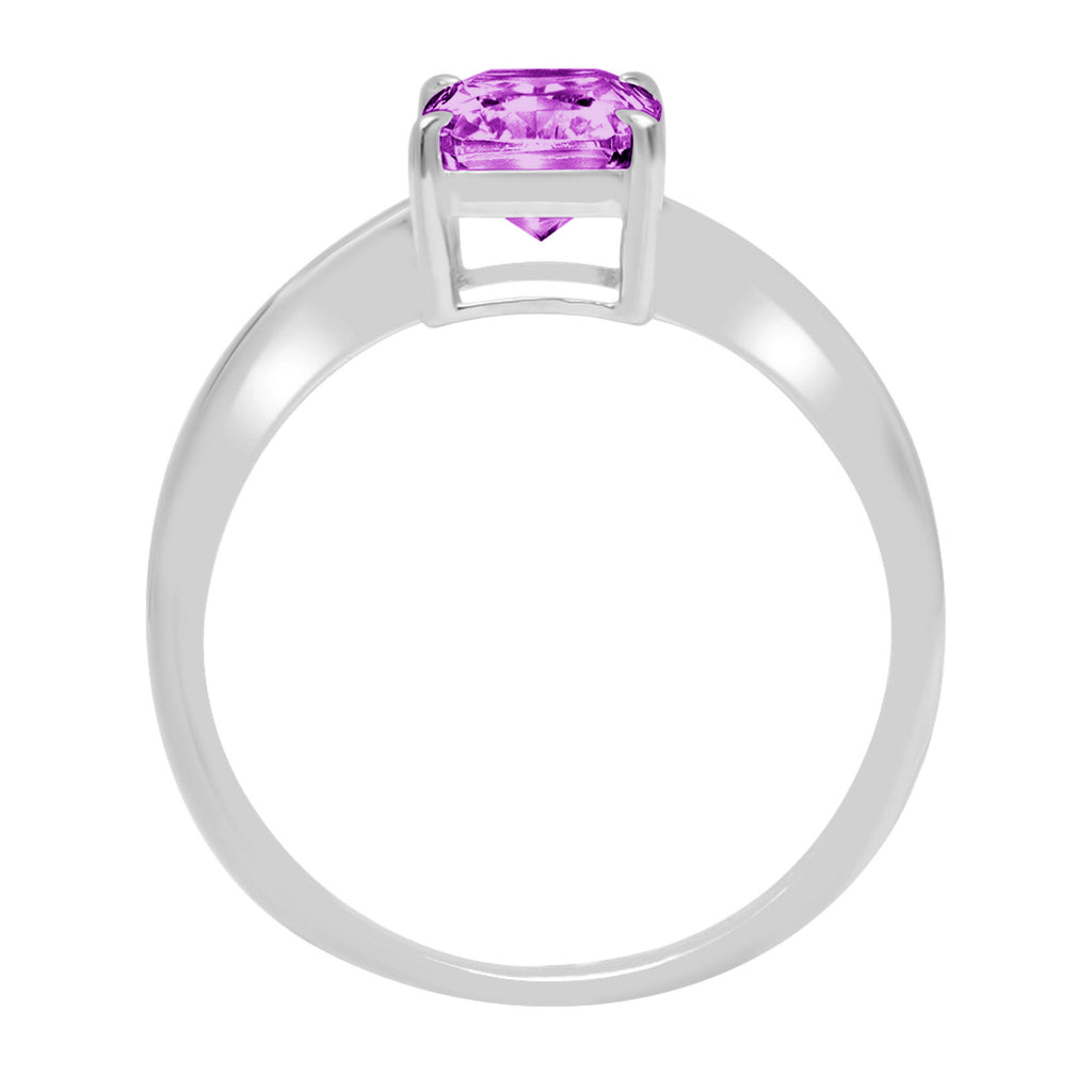 2.5ct Radiant Cut Simulated Alexandrite 18k White Gold Ring Size 3.75 Y6128