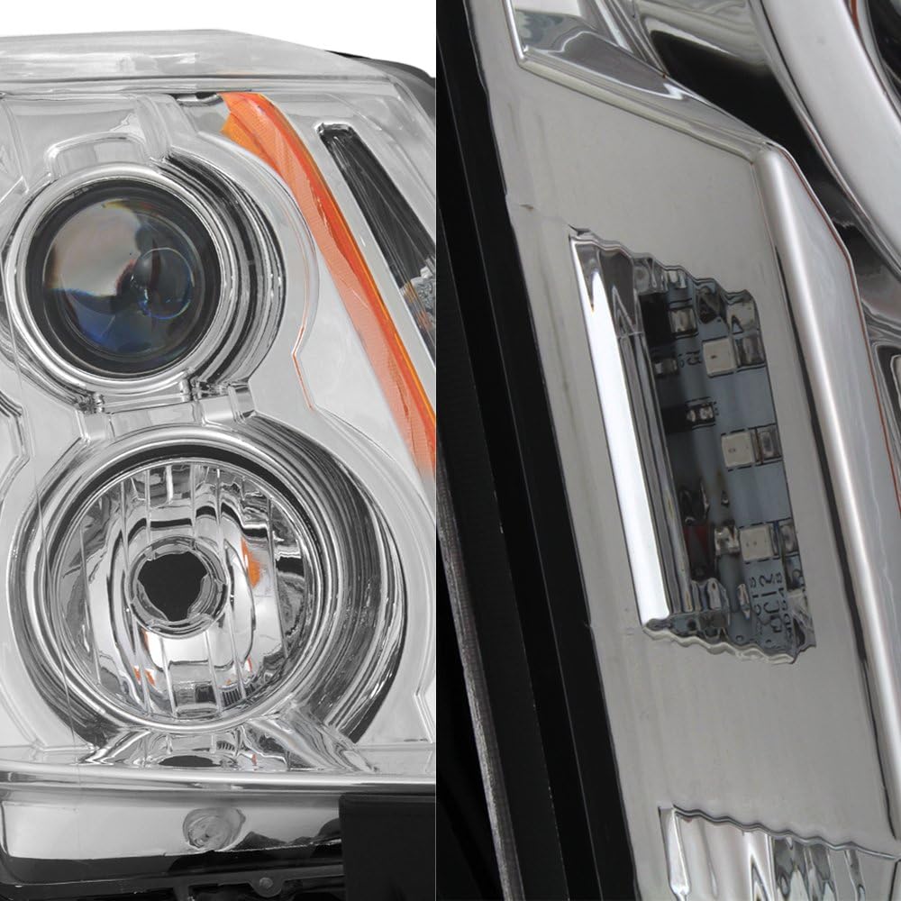 Projector Headlight Assembly Chrome Housing Clear Lens Full Set S83248