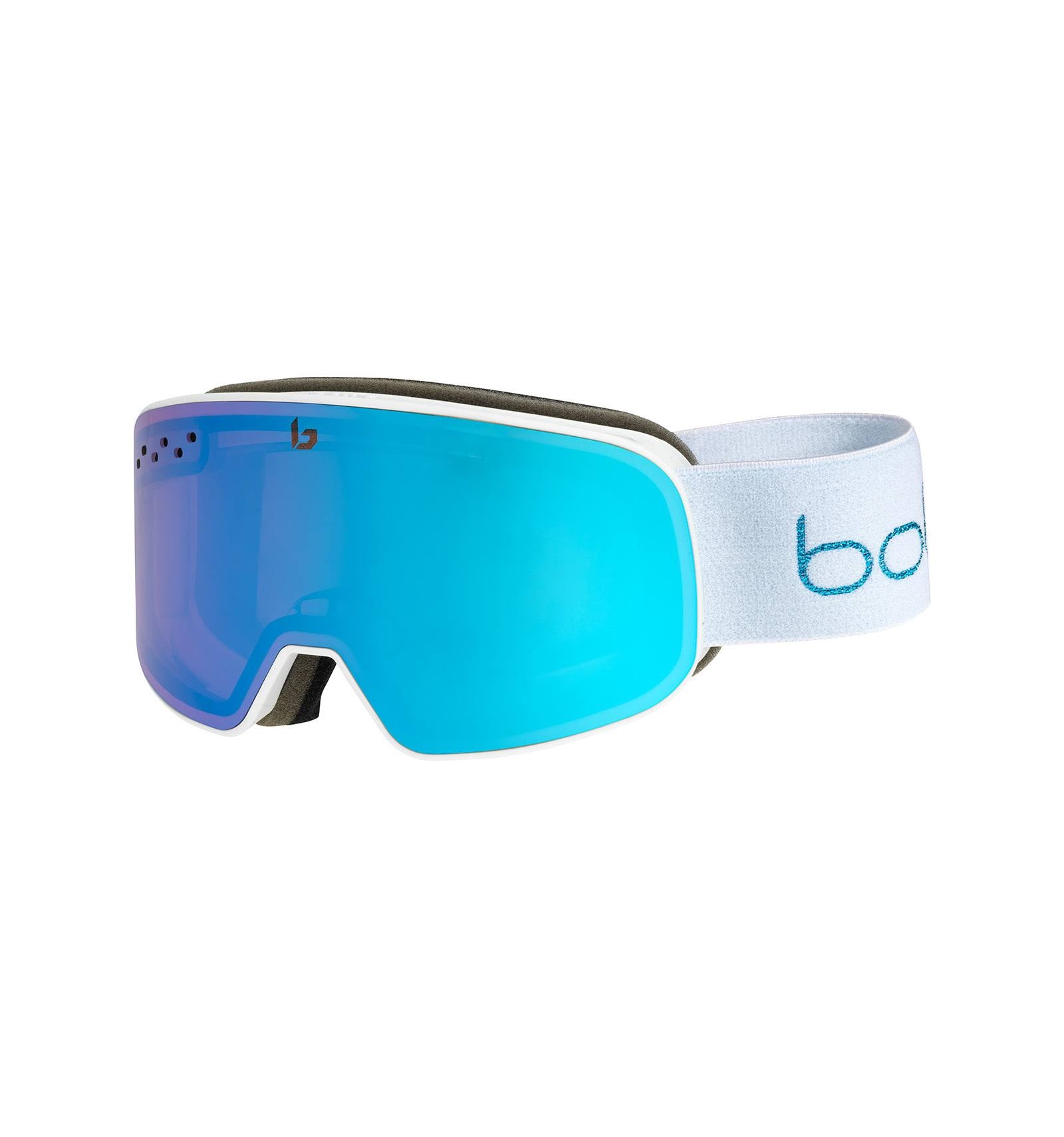 White Metallic Blue Matte Ski Goggles T957