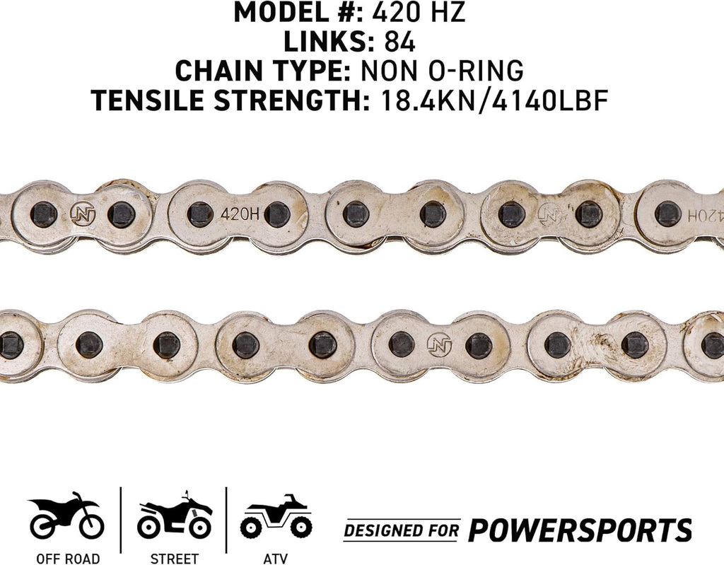 Drive Sprocket Chain Combo Front 15 Rear 32 Tooth 420HZ Standard 84 Links Pack of 2 A841