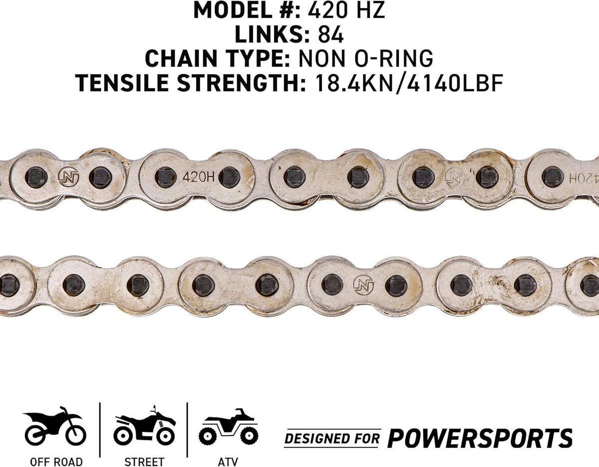 Drive Sprocket Chain Combo Front 15 Rear 32 Tooth 420HZ Standard 84 Links Pack of 2 A841
