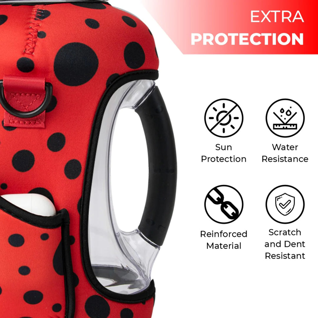 Black Lady Bug Gallon Water Bottle with Straw Y409085