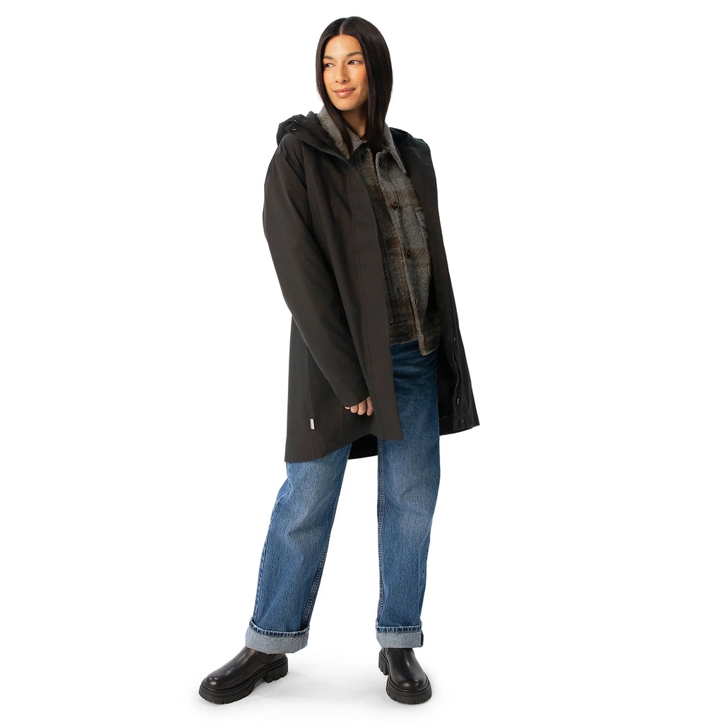 Black Waterproof Hooded Rain Jacket V3314