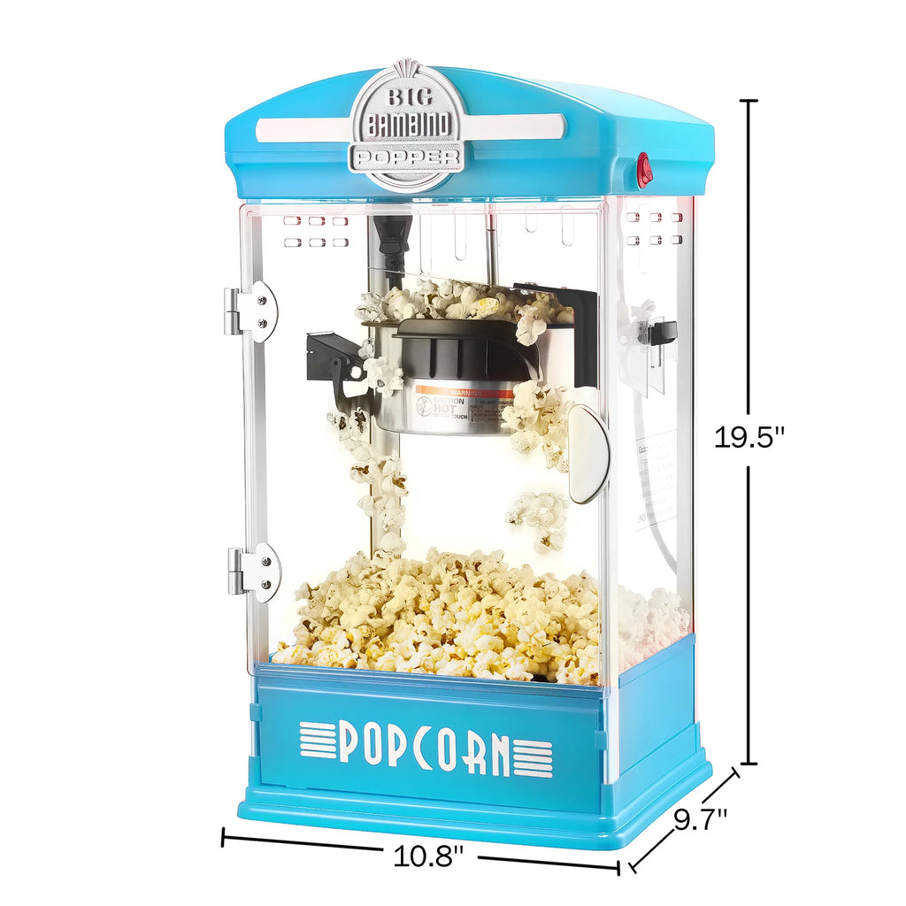 Blue Retro Tabletop Popcorn Popper with Stainless-Steel Kettle N929